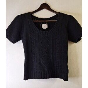 Vtg Y2K OLD NAVY Cable Knit Pullover Sweater Women's L Cotton Lambswool Preppy
